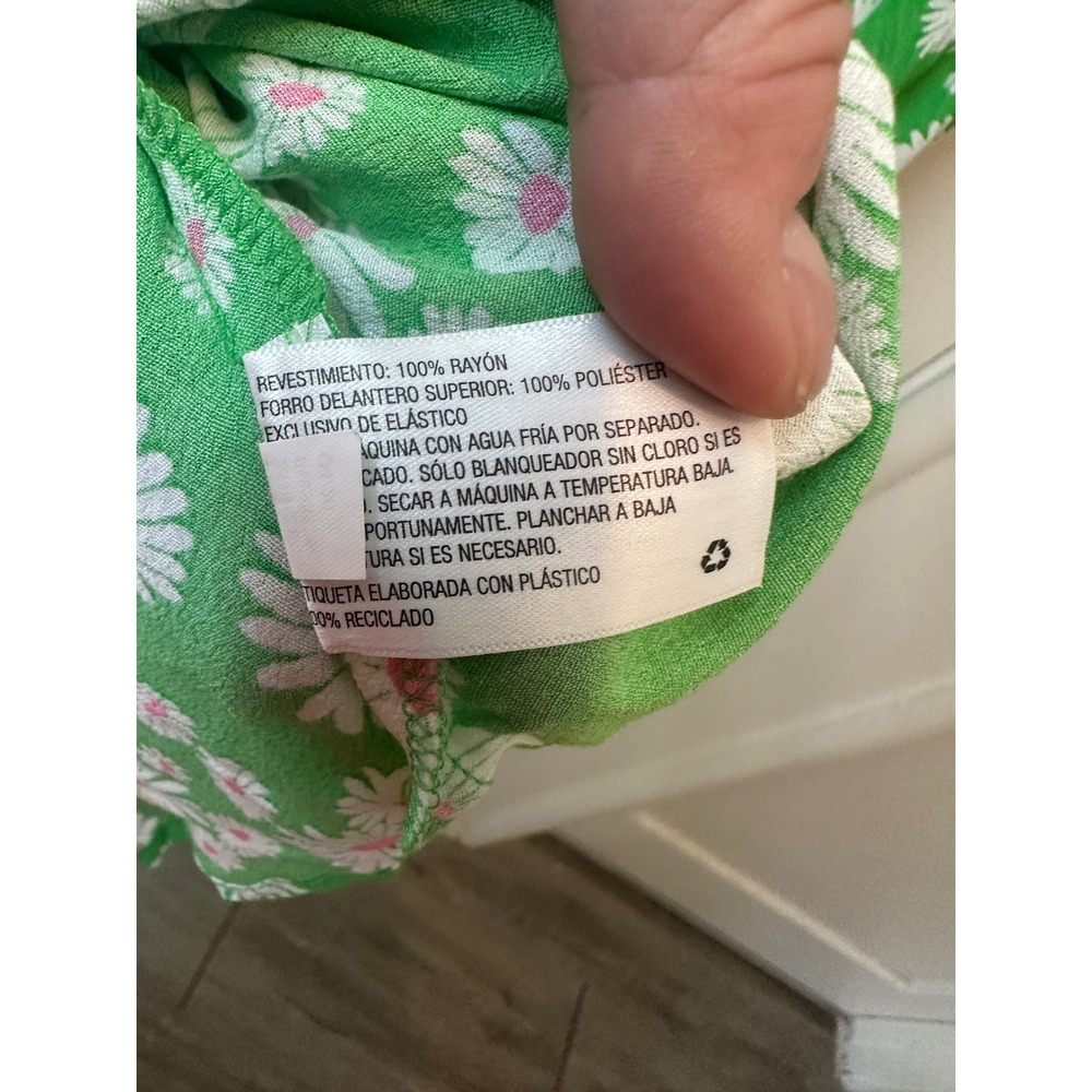 Rixo for Target Green Floral Daisy Puff Sleeve Smocked Midi Dress Square Neck - Picture 6 of 7